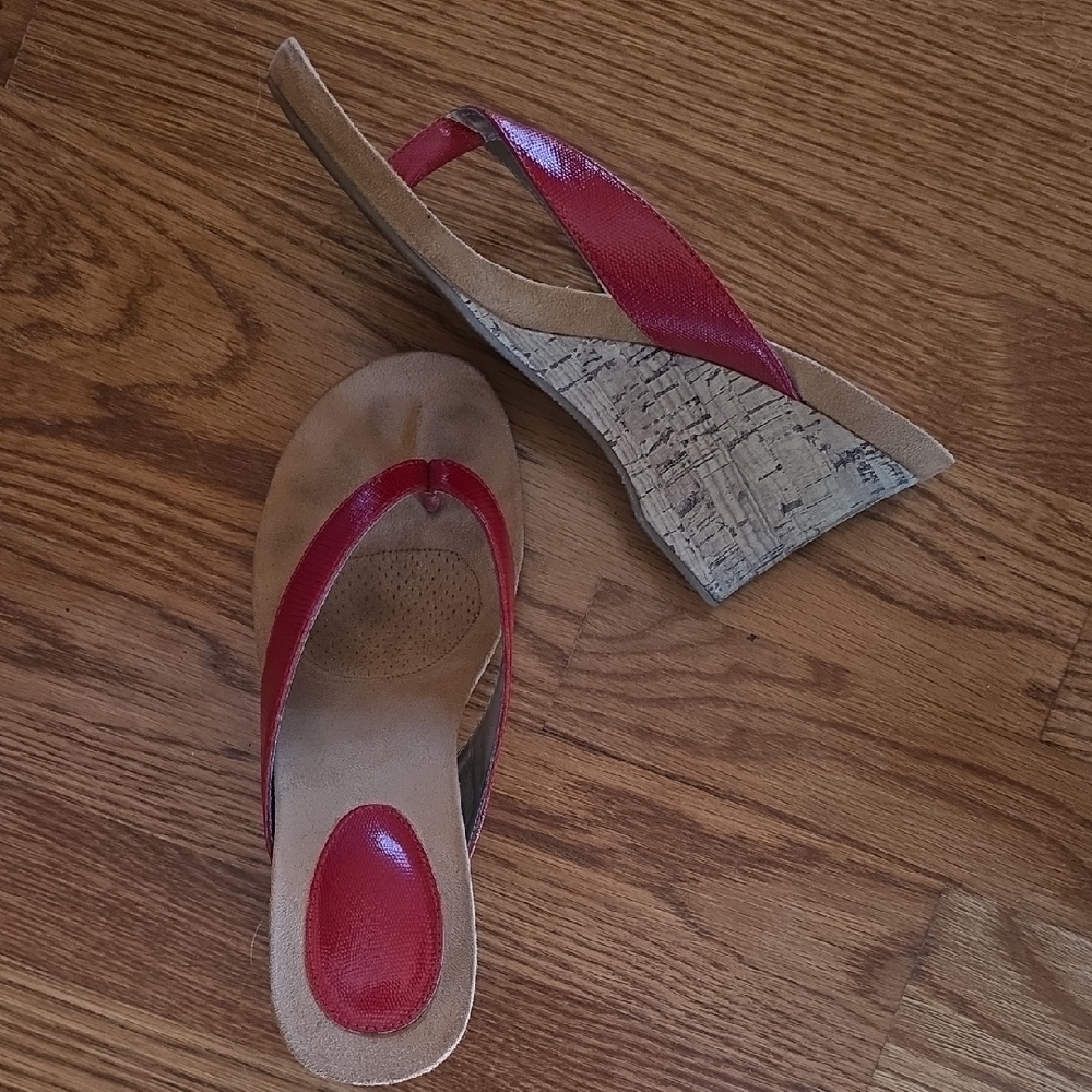 Style & Co. Red and Tan Wedge Sandals